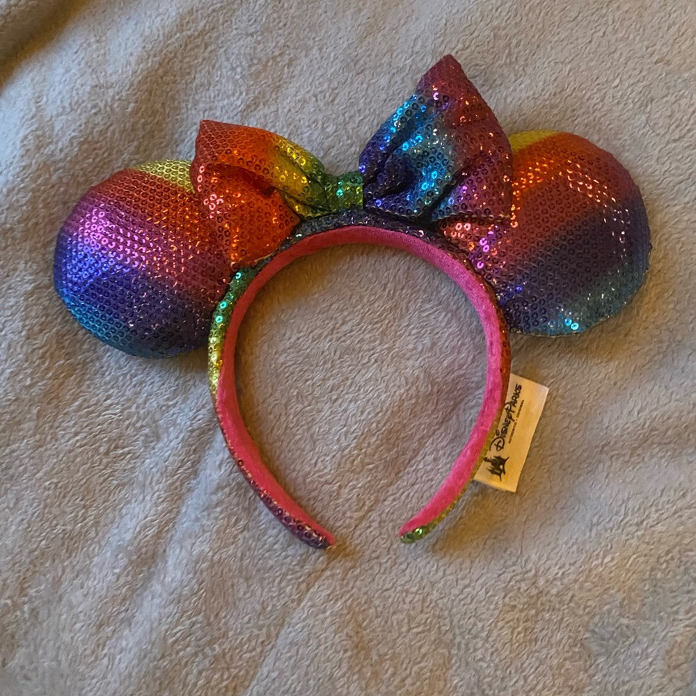DISNEY PARKS MINNIE MOUSE EARS RAINBOW